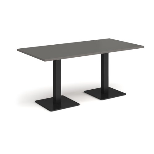 Brescia rectangular dining table with flat square black bases 1600mm x 800mm - Onyx Grey