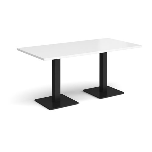 Brescia rectangular dining table with flat square black bases 1600mm x 800mm - white