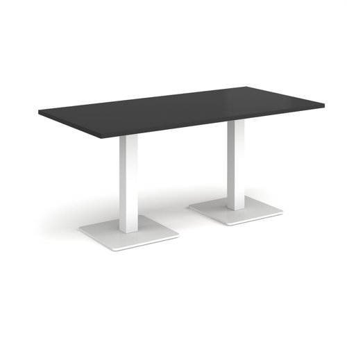 Brescia rectangular dining table with flat square white bases 1600mm x 800mm - Black