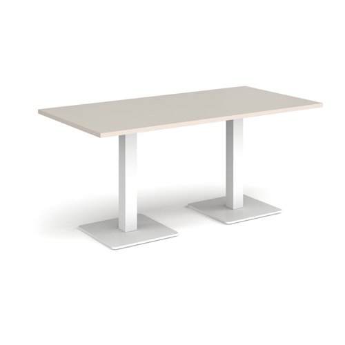 Brescia rectangular dining table with flat square white bases 1600mm x 800mm - Light Grey  BDR1600-WH-LG