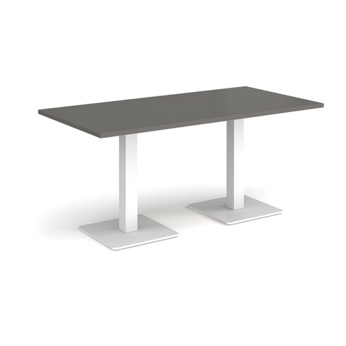 Brescia rectangular dining table with flat square white bases 1600mm x 800mm - Onyx Grey  BDR1600-WH-OG