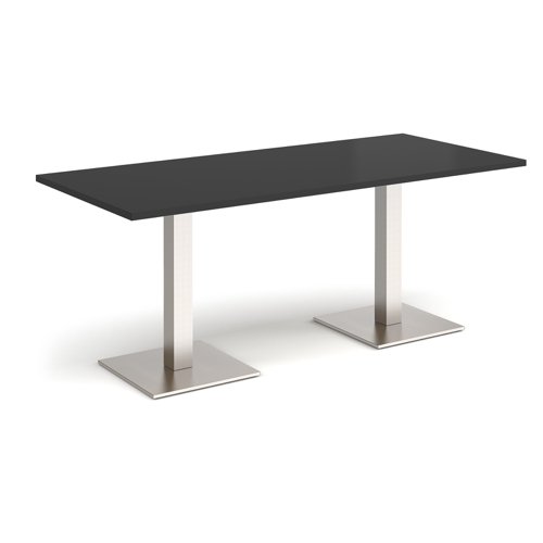 Brescia rectangular dining table with flat square brushed steel bases 1800mm x 800mm - Black  BDR1800-BS-BK