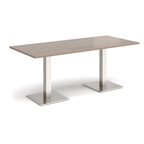 Brescia rectangular dining table with flat square brushed steel bases 1800mm x 800mm - barcelona walnut Canteen Tables BDR1800-BS-BW