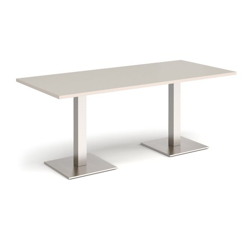 Brescia rectangular dining table with flat square brushed steel bases 1800mm x 800mm - Light Grey