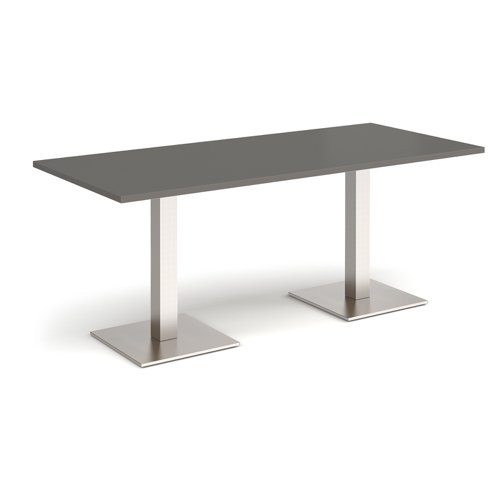 Brescia rectangular dining table with flat square brushed steel bases 1800mm x 800mm - Onyx Grey  BDR1800-BS-OG