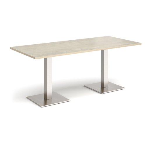 Brescia rectangular dining table with flat square brushed steel bases 1800mm x 800mm - made to order | BDR1800-BS | Dams International