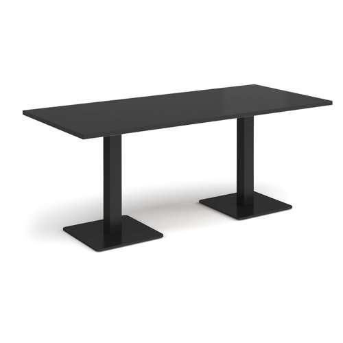 Brescia rectangular dining table with flat square black bases 1800mm x 800mm - Black