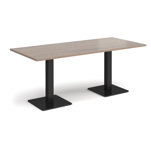 BDR1800-K-BW Brescia rectangular dining table with flat square black bases 1800mm x 800mm - barcelona walnut