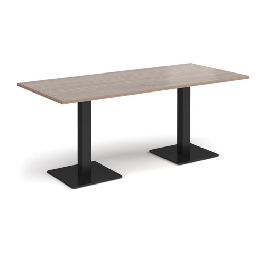 Brescia rectangular dining table with flat square black bases 1800mm x 800mm - Barcelona walnut  BDR1800-K-BW