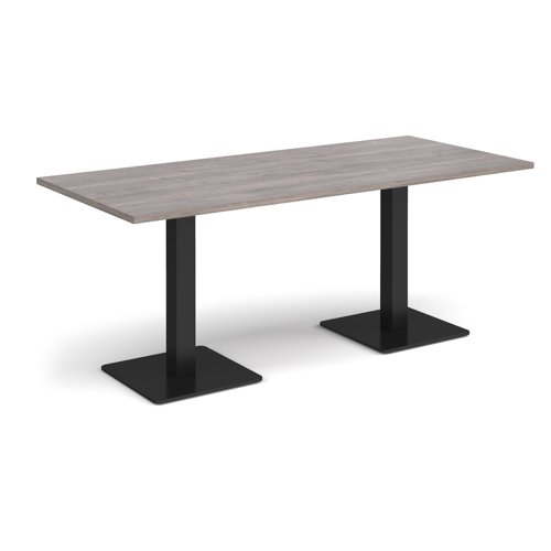 Brescia rectangular dining table with flat square black bases 1800mm x 800mm - grey oak Canteen Tables BDR1800-K-GO