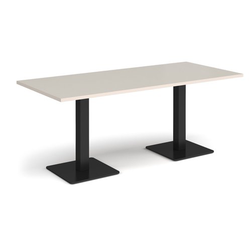 Brescia rectangular dining table with flat square black bases 1800mm x 800mm - Light Grey  BDR1800-K-LG