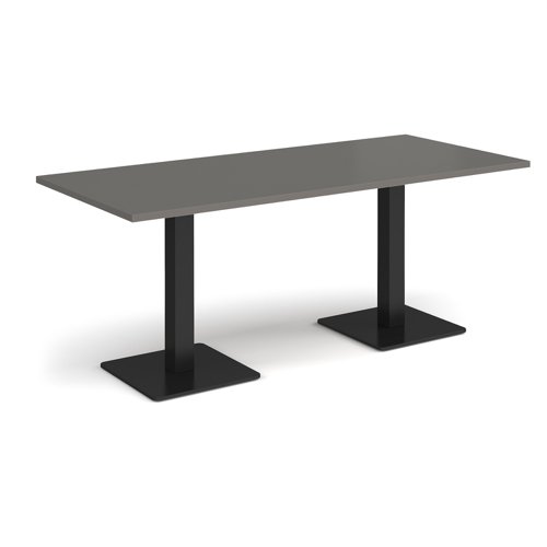 Brescia rectangular dining table with flat square black bases 1800mm x 800mm - Onyx Grey  BDR1800-K-OG