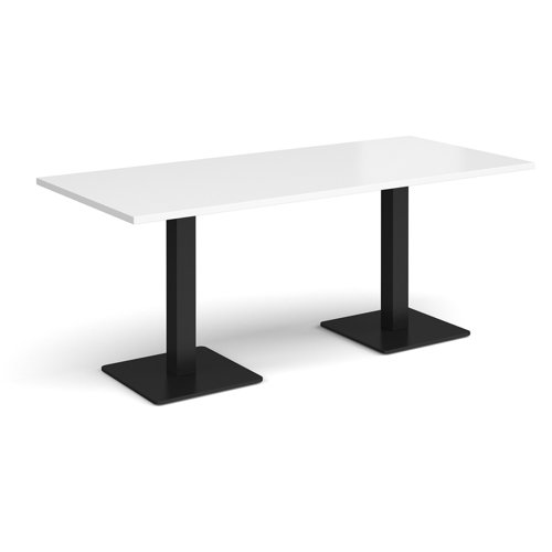 Brescia rectangular dining table with flat square black bases 1800mm x 800mm - white  BDR1800-K-WH