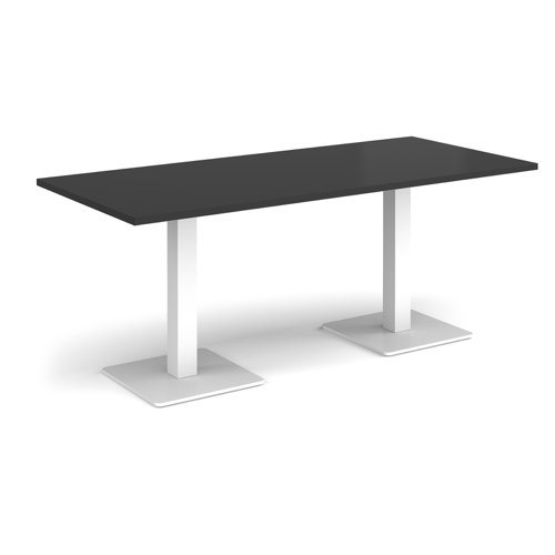 Brescia rectangular dining table with flat square white bases 1800mm x 800mm - Black