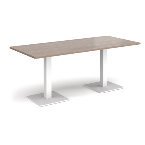BDR1800-WH-BW Brescia rectangular dining table with flat square white bases 1800mm x 800mm - barcelona walnut