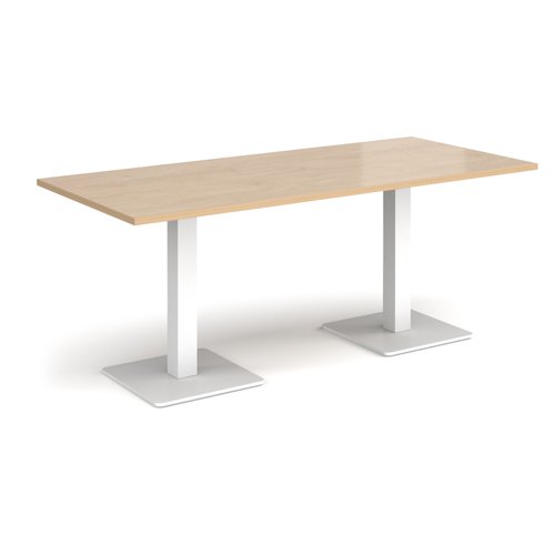 BDR1800-WH-KO Brescia rectangular dining table with flat square white bases 1800mm x 800mm - kendal oak
