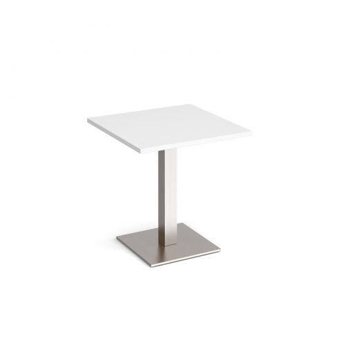 Brescia square dining table with flat square brushed steel base 700mm - white