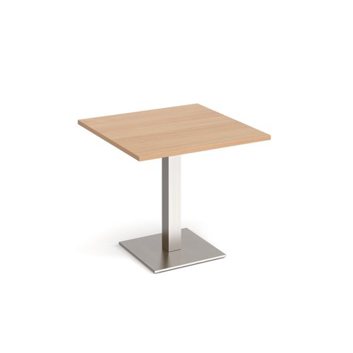 Brescia square dining table with flat square brushed steel base 800mm - beech  BDS800-BS-B