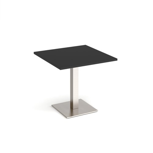 Brescia square dining table with flat square brushed steel base 800mm - Black  BDS800-BS-BK