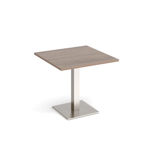 Brescia square dining table with flat square brushed steel base 800mm - barcelona walnut Canteen Tables BDS800-BS-BW