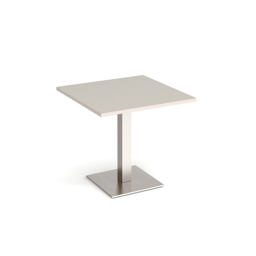 Brescia square dining table with flat square brushed steel base 800mm - Light Grey