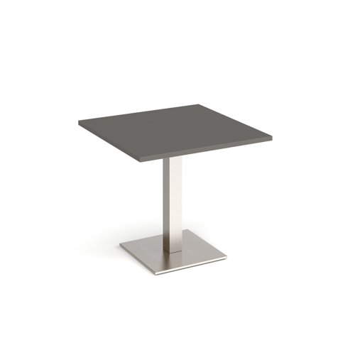 Brescia square dining table with flat square brushed steel base 800mm - Onyx Grey