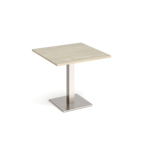Brescia square dining table with flat square brushed steel base 800mm - made to order