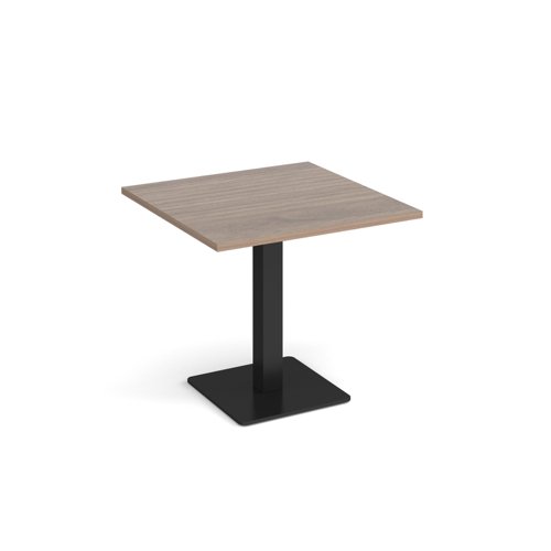 Brescia square dining table with flat square black base 800mm - barcelona walnut