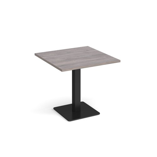 Brescia square dining table with flat square black base 800mm - grey oak Canteen Tables BDS800-K-GO