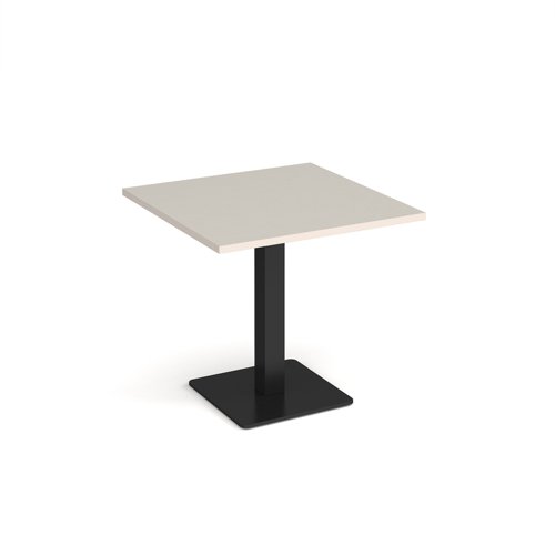 Brescia square dining table with flat square black base 800mm - Light Grey