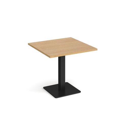 Brescia square dining table with flat square black base 800mm - oak Canteen Tables BDS800-K-O