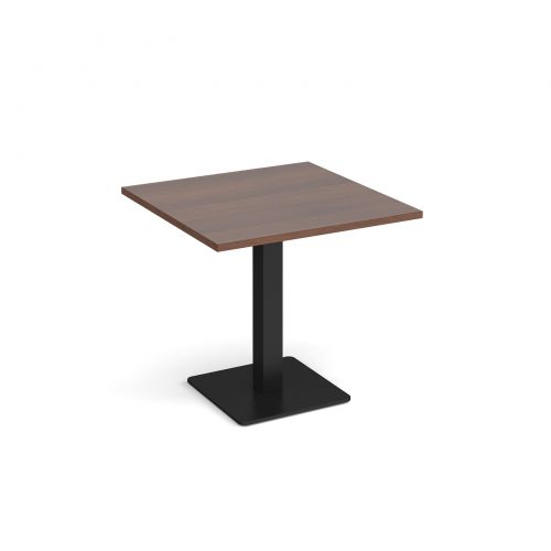 Brescia square dining table with flat square black base 800mm - walnut