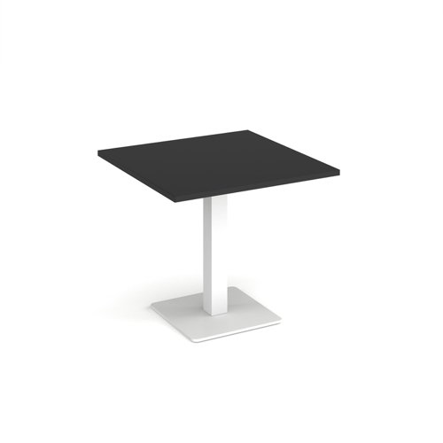 Brescia square dining table with flat square white base 800mm - Black