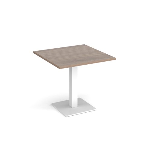 Brescia square dining table with flat square white base 800mm - barcelona walnut