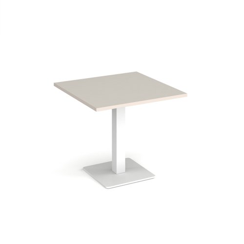 Brescia square dining table with flat square white base 800mm - Light Grey  BDS800-WH-LG