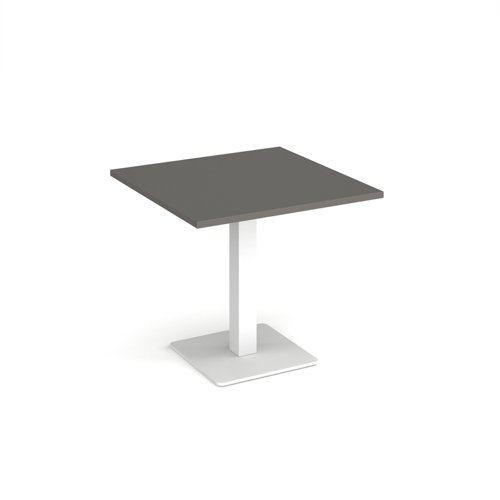 Brescia square dining table with flat square white base 800mm - Onyx Grey  BDS800-WH-OG