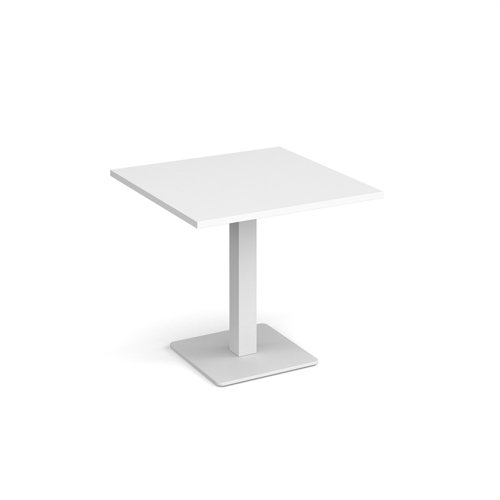 Brescia square dining table with flat square white base 800mm - white Canteen Tables BDS800-WH-WH