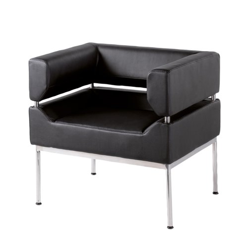 Benotto reception single tub chair 720mm wide - black faux leather