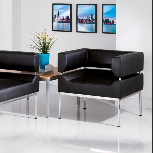 Benotto reception 2 seater chair 1270mm wide - black faux leather Reception Chairs BEN50002