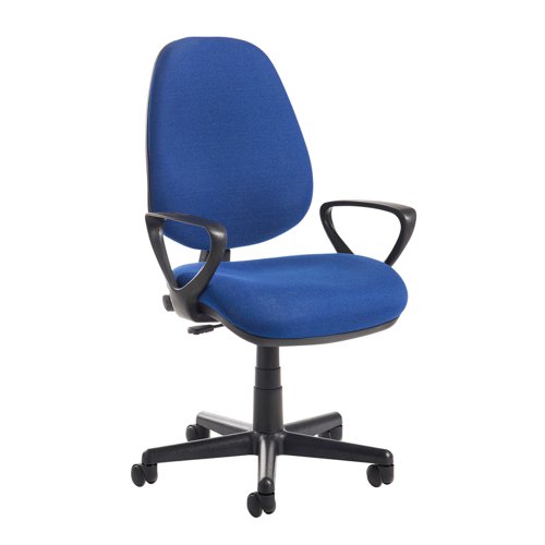 Bilbao fabric operators chair with fixed arms - blue