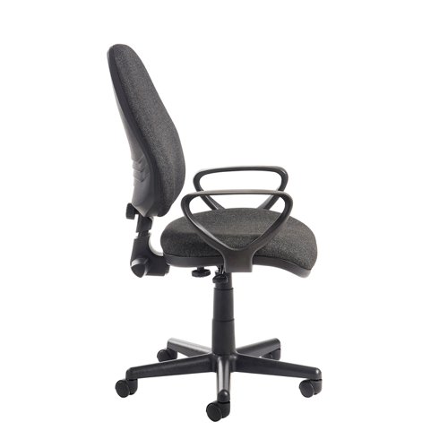 Bilbao fabric operators chair with fixed arms - charcoal  BIL308B1-C