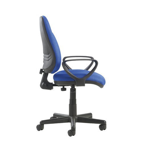 Bilbao fabric operators chair with lumbar support and fixed arms - blue BIL308B1-L-B Buy online at Office 5Star or contact us Tel 01594 810081 for assistance