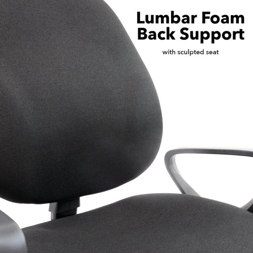 Bilbao fabric operators chair with lumbar support and fixed arms - black Office Chairs BIL308B1-L-K