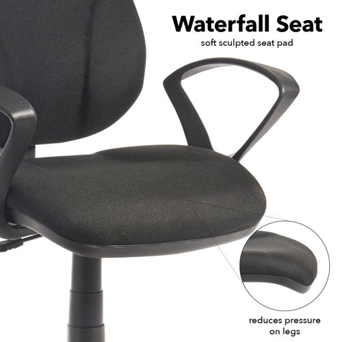 Bilbao fabric operators chair with lumbar support and fixed arms - black Office Chairs BIL308B1-L-K