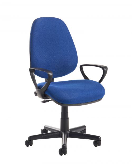 Bilbao fabric operators chair with fixed arms - blue