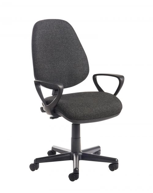 Bilbao Fabric Operators Chair With Fixed Arms Charcoal
