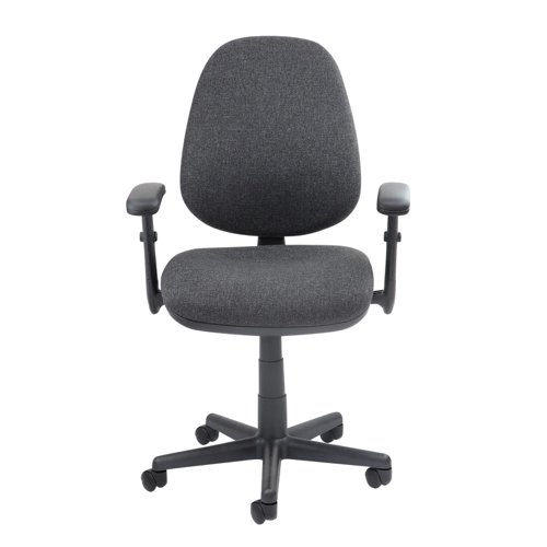 Bilbao fabric operators chair with adjustable arms - charcoal