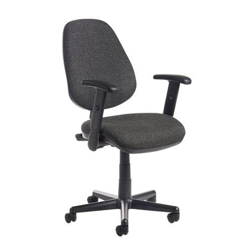 Bilbao fabric operators chair with adjustable arms - charcoal
