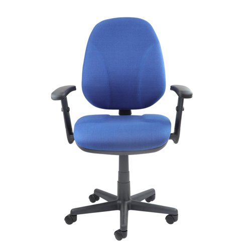 Bilbao fabric operators chair with lumbar support and adjustable arms - blue BIL309B1-L-B Buy online at Office 5Star or contact us Tel 01594 810081 for assistance