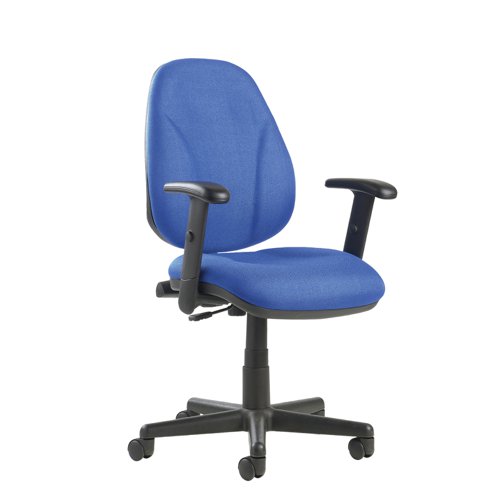 Bilbao fabric operators chair with lumbar support and adjustable arms - blue